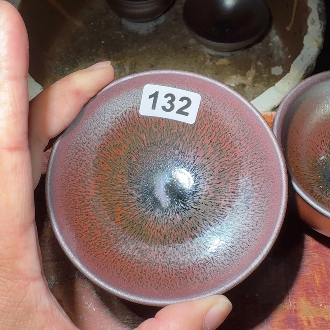 小雨茶盏，手工柴烧，微瑕
