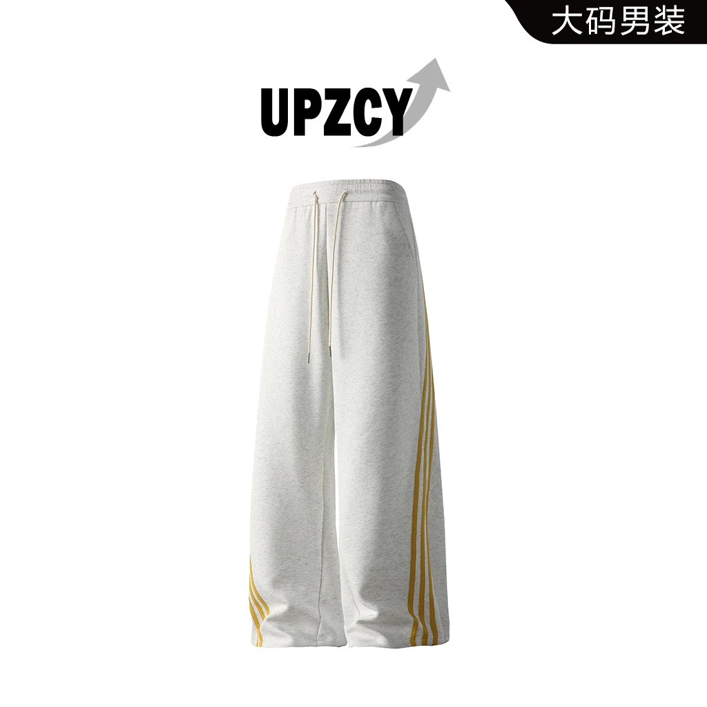 UPZCY春秋美式条纹男士休闲长裤新款百搭宽松垂感潮流时尚直筒裤