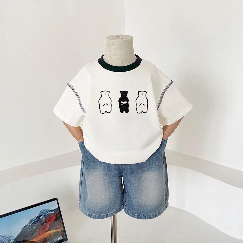 儿童短袖t恤女童2025夏季新款男童休闲宝宝半袖T恤衫童装潮牌上衣