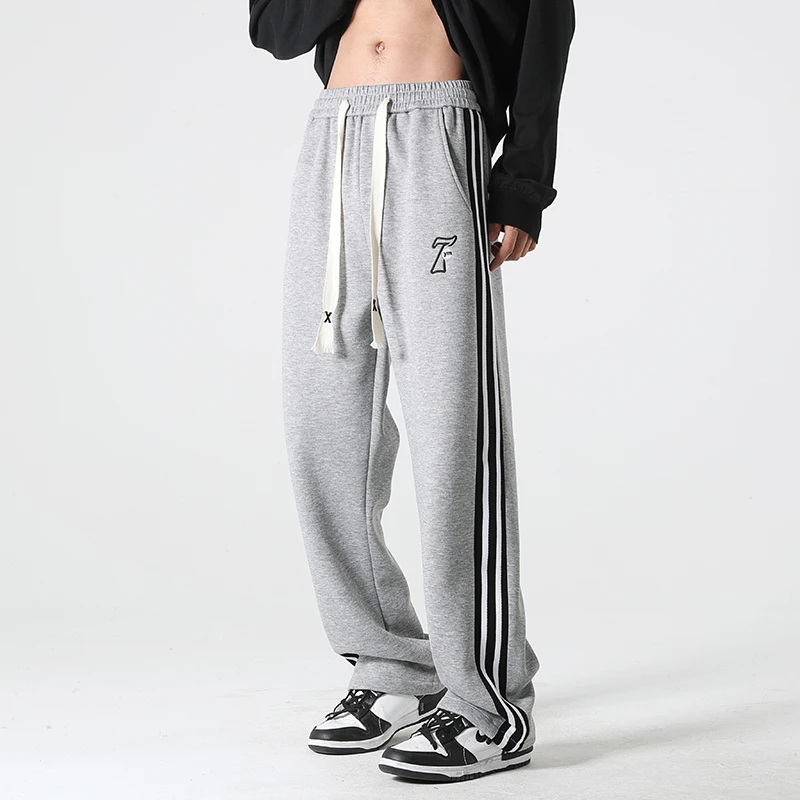 2024款ins裤子休闲裤直筒卫裤百搭潮流阔腿宽松长裤高街秋冬条纹