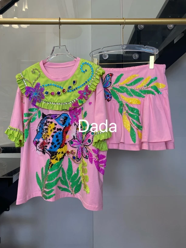 Dada设计款新款重工个性款休闲时尚百搭洋气宽松套装C13522