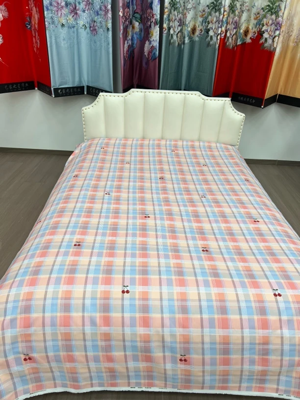 山东正宗老粗布床单（格子樱桃）2X2.4米舒适柔软透气吸汗凉感