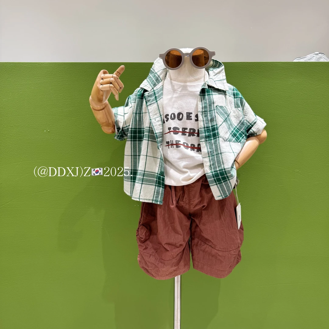 【捡漏】夏季 无性别穿搭百搭纱布定制格子短袖衬衫 80115