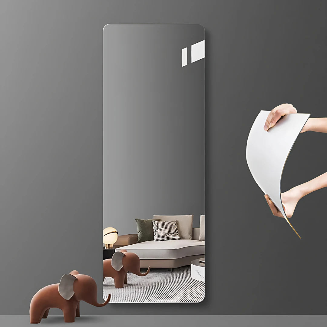 亚克力软镜子贴墙自粘家用高清全身穿衣镜粘墙贴柜门的高清镜面贴
