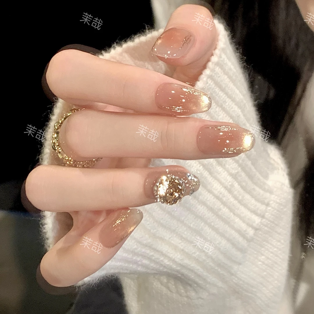 茉哉一珞【香槟玫瑰】【10甲/12甲】纯手工定制美甲可拆卸穿戴甲A3347