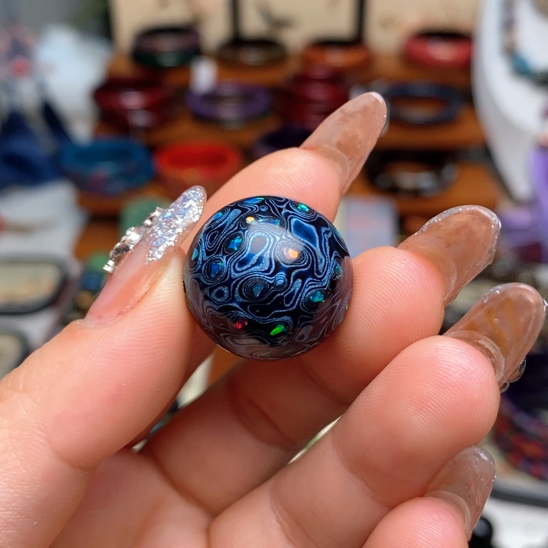 大漆20mm犀皮纹精品单珠