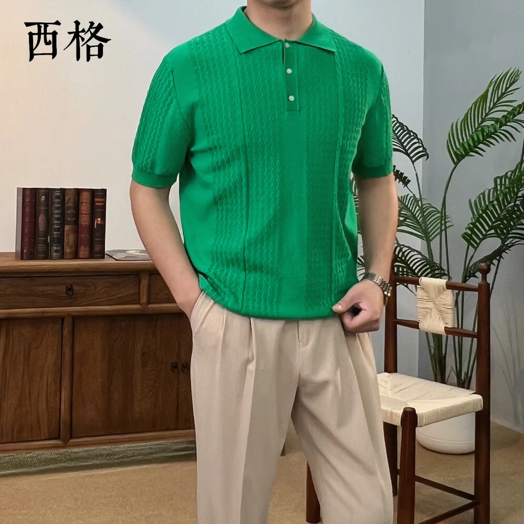 西格Xg夏季男款百搭修身休闲短袖polo衫时尚老钱款透气简约3302