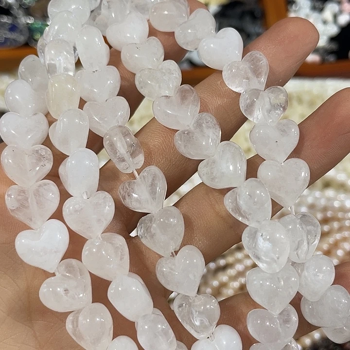 玛瑙/玉髓合金珠宝半成品15颗天然白水晶竖孔屁桃