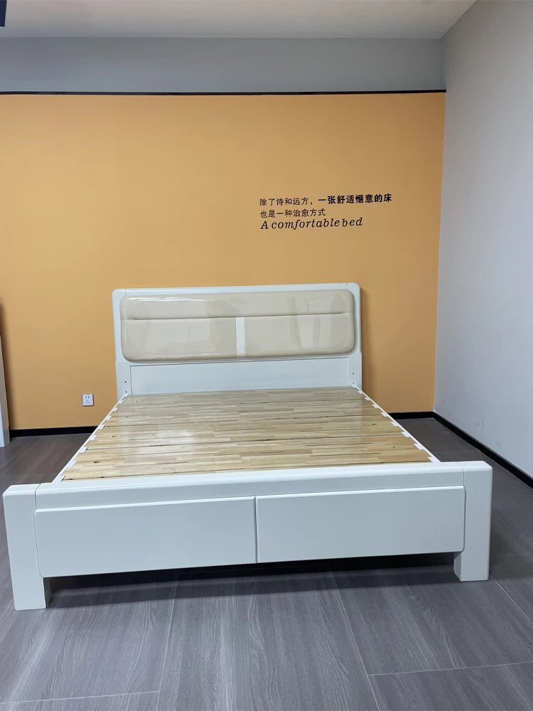 软包实木床榫卯结构1.8米床满铺橡木1.5米卧室婚床儿童床