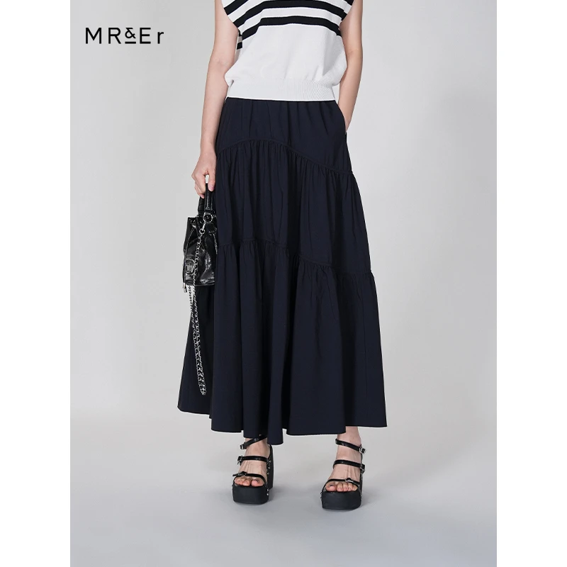 【粉丝专享】简约百搭高腰压褶中长款半身裙R4B63121