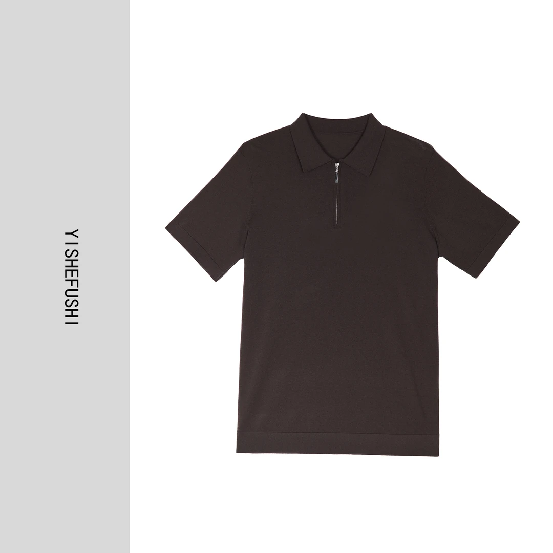 夏款上新 男士桑蚕丝拉链翻领净版休闲针织POLO衫1838