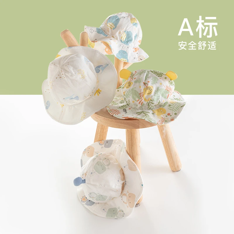 婴儿帽子春秋薄款新生幼儿春夏季渔夫帽宝宝夏款遮阳太阳帽纯棉