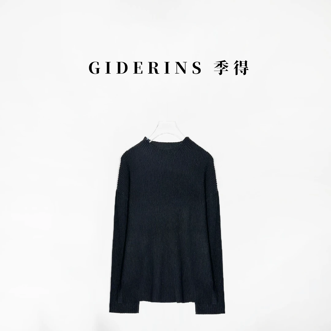 林果&季得 【卢森堡】 超细羊毛针织坑条半高领减龄打底毛衣