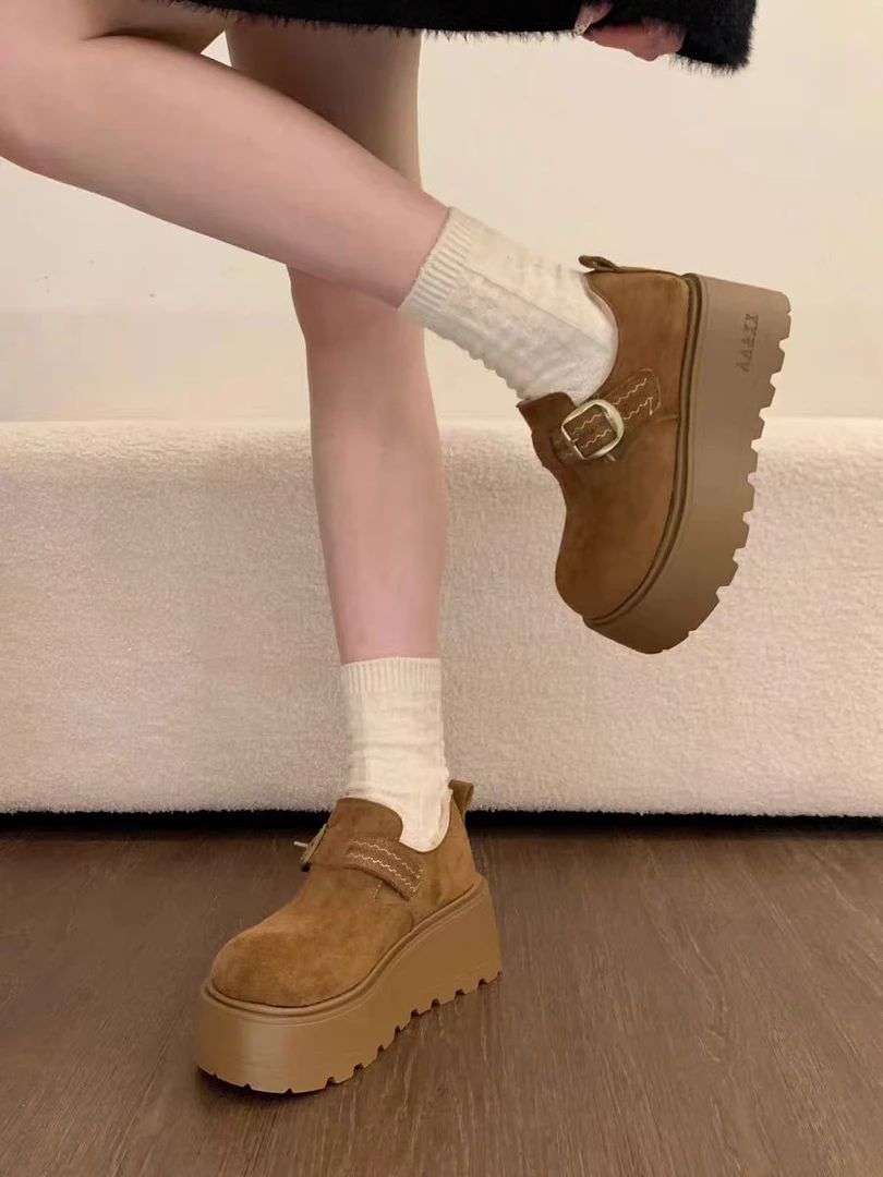 【标准尺码】一三一厚底增高加绒保暖勃肯鞋J