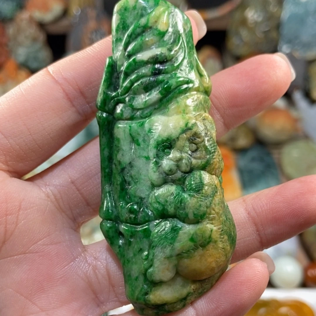 未镶嵌把件翡翠腾冲老料黄加绿特色件