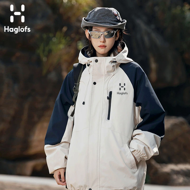 HOGLOFS火柴棍户外冲锋衣情侣款秋冬拼色夹克防风防水登山服