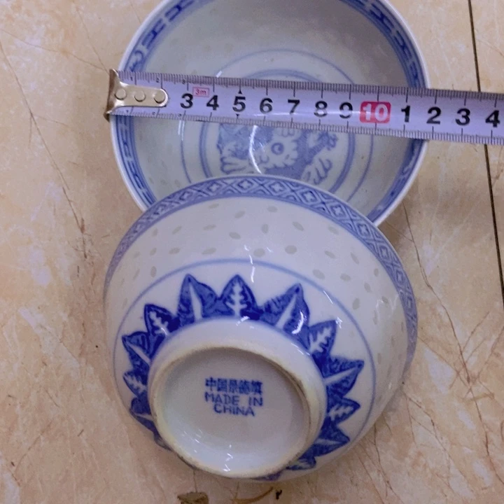 摆件2个12厘米玲珑龙纹碗景德镇