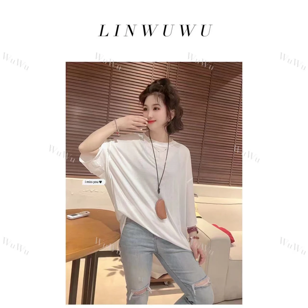 【五五定制】2025新款—夏季舒适丝滑圆领短袖纯色宽松大版面膜T恤