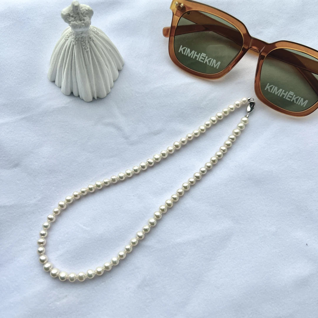 【KK珠宝】天然淡水无核珍珠5.3-6.3mm近圆无暇无核5A+珠光白色