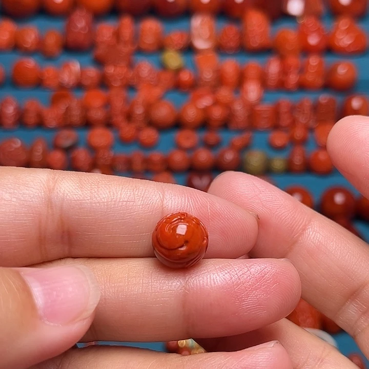 未镶嵌配饰南红玛瑙玻璃包浆赤龙圆珠11mm