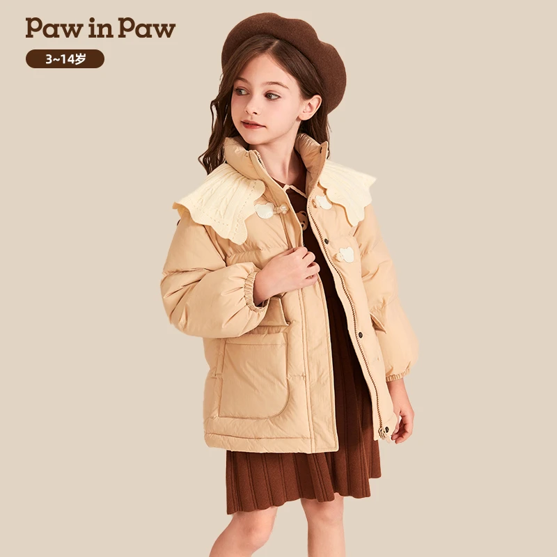 【三防】PawinPaw童装秋冬女童花边羽绒服保暖PCJDE4T21O