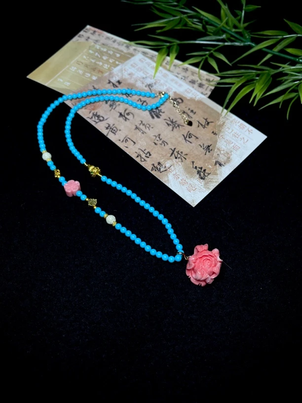 典藏级湖北十堰老料矿松DIY设计款锁骨高蓝项链毛衣链时尚轻奢女