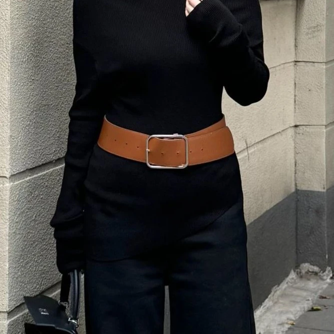 大静推荐 复古时髦宽腰带女气质百搭韩版简约氛围感皮带