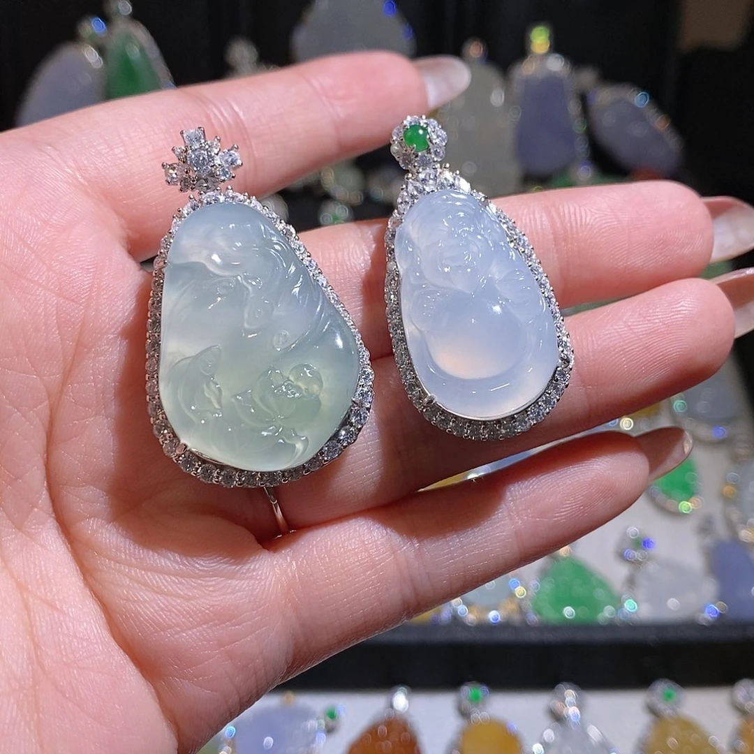 翡翠银S925镶嵌颈饰?***?天然翡翠