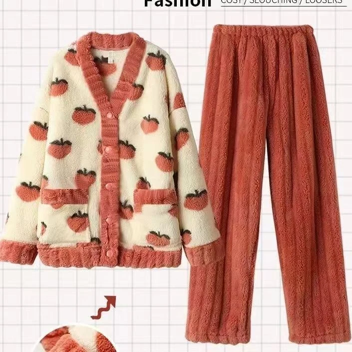 11351-中老年女秋冬季睡衣女加厚加绒家居服可外穿套装【六楼东】