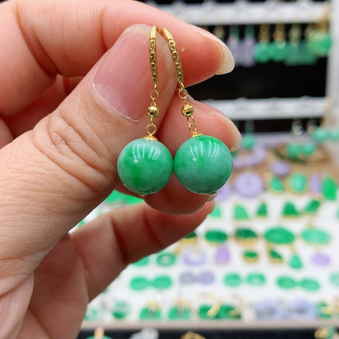 翡翠耳饰18K金镶嵌有*