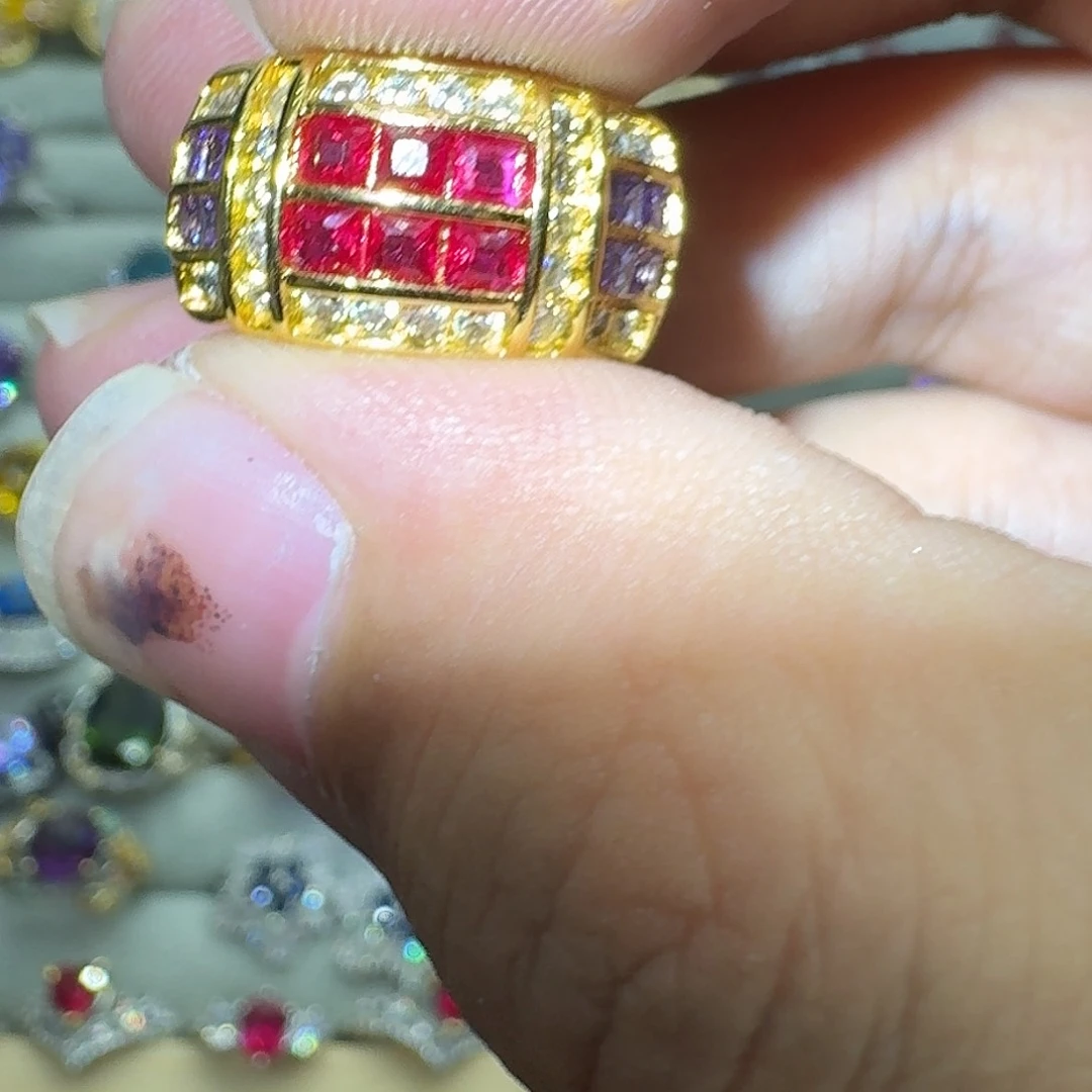 托帕石戒指银S925镶嵌