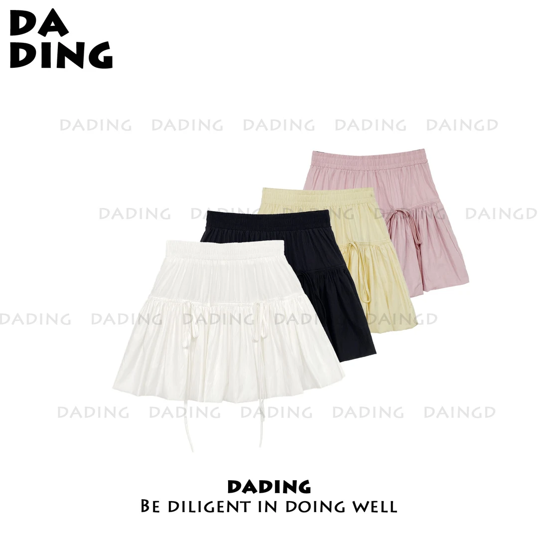 DADING 2025新款女装高腰松紧绑带甜美公主短裙88123