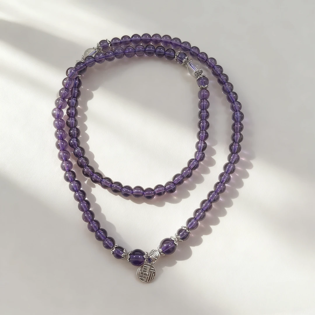 紫色琉璃6mm双圈（配饰随机) 精品手串 无礼盒-S 1138