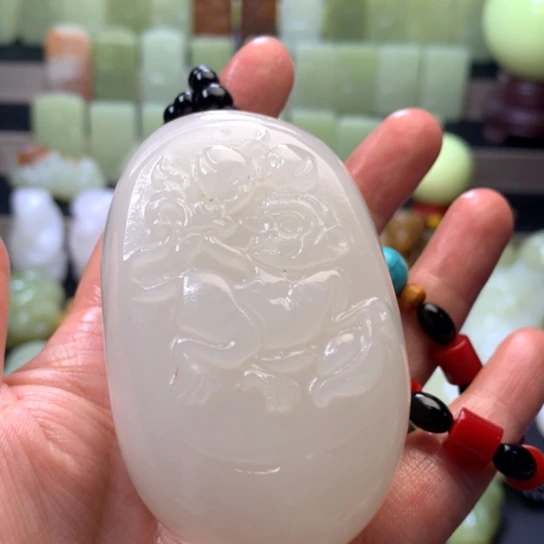 石材方解石手把件