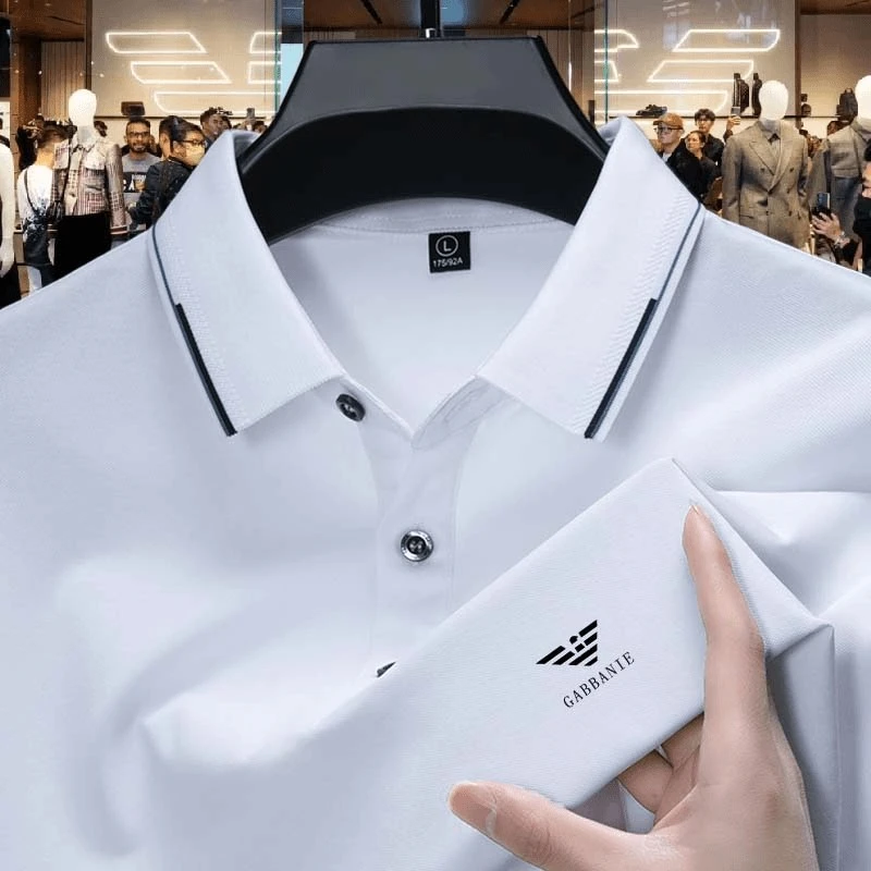 【海外撤柜】意大利轻奢高端中年男士桑蚕丝POLO衫男装短袖t恤