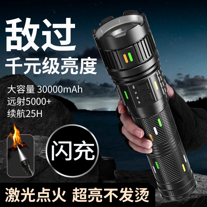 铭久强光手电筒超亮充电户外远射穿天大炮镭射白激光登山多功能
