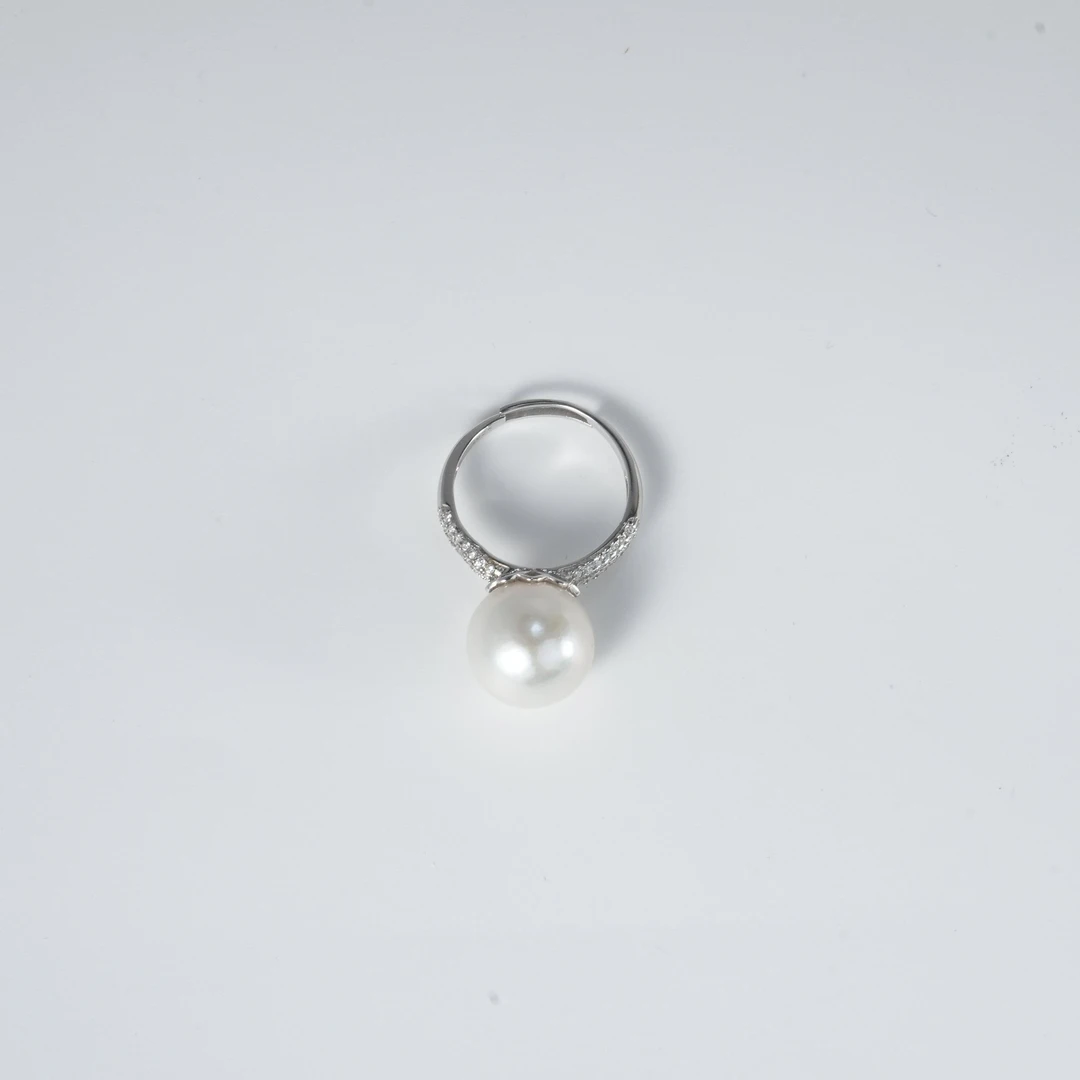 【睿泽鉴宝】银S925淡水有核珍珠戒指  13-14mm