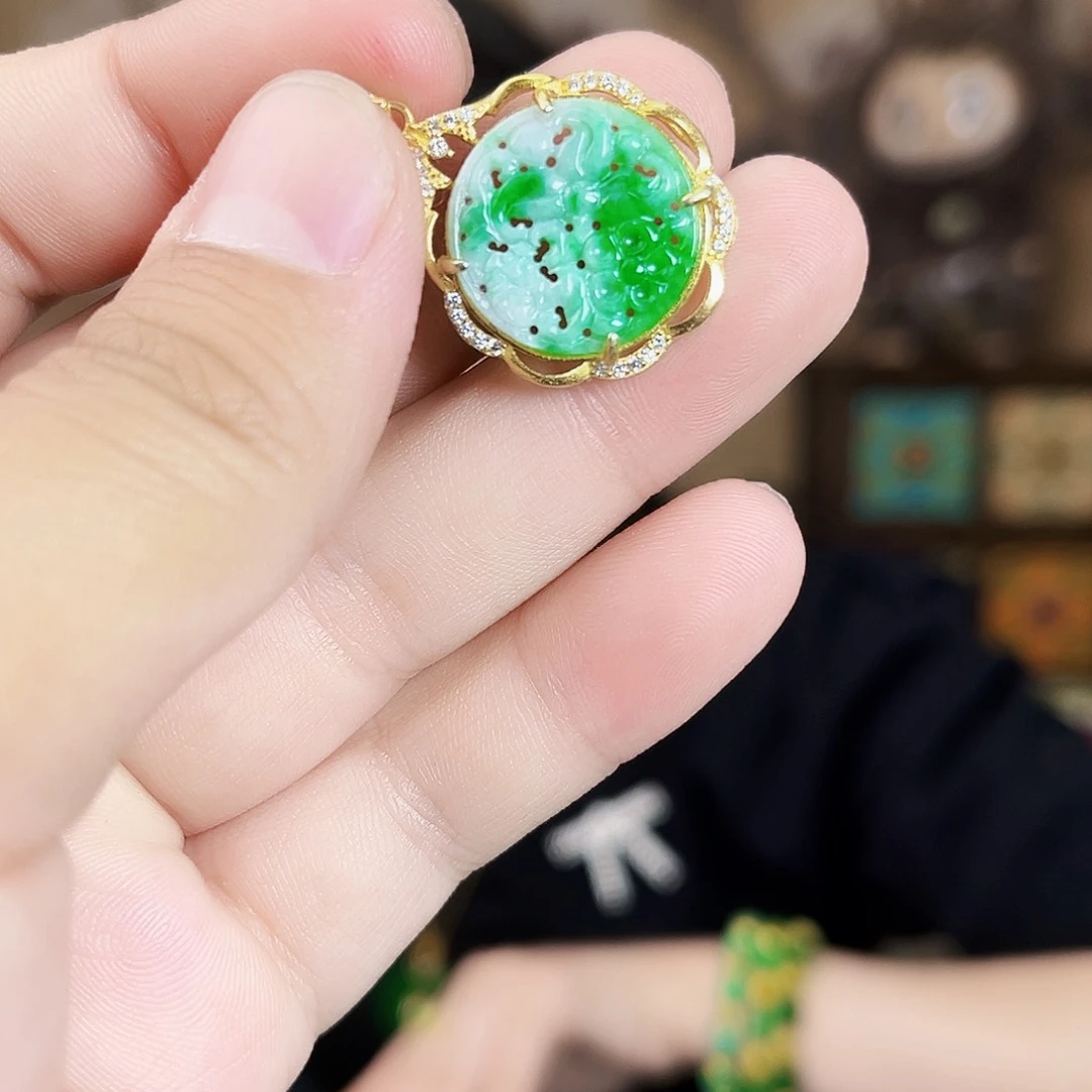 翡翠银S925镶嵌颈饰吊坠