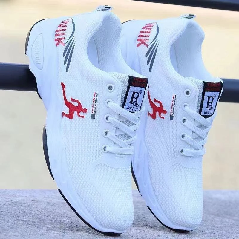 春夏季新款网鞋男款透气网面运动鞋学生百搭白色软底跑步鞋工作鞋