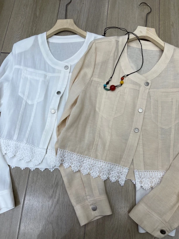 【大欣家】2523「麻蕾丝」韩系外套