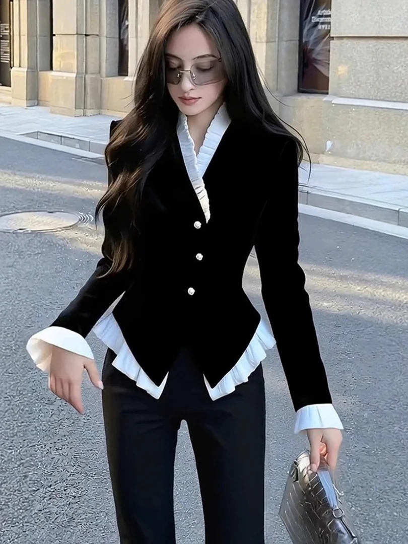 2025秋冬新款法式复古丝绒衬衫女长袖上衣大码胖mm宽松显瘦衬衣