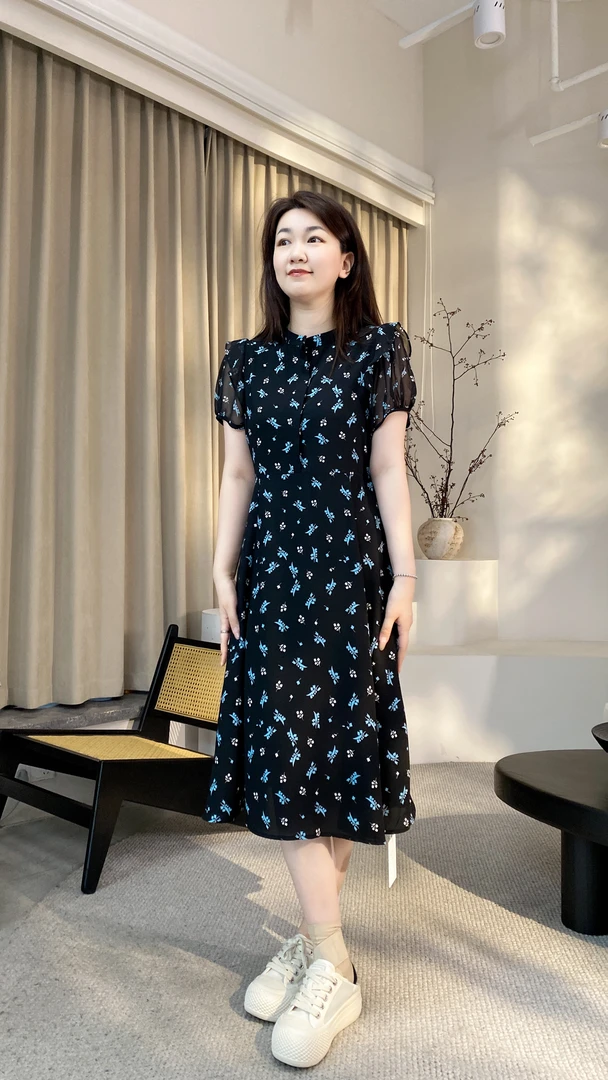 【墨涵精选】新款小碎花时尚气质韩版百搭减龄显瘦休闲连衣裙2270