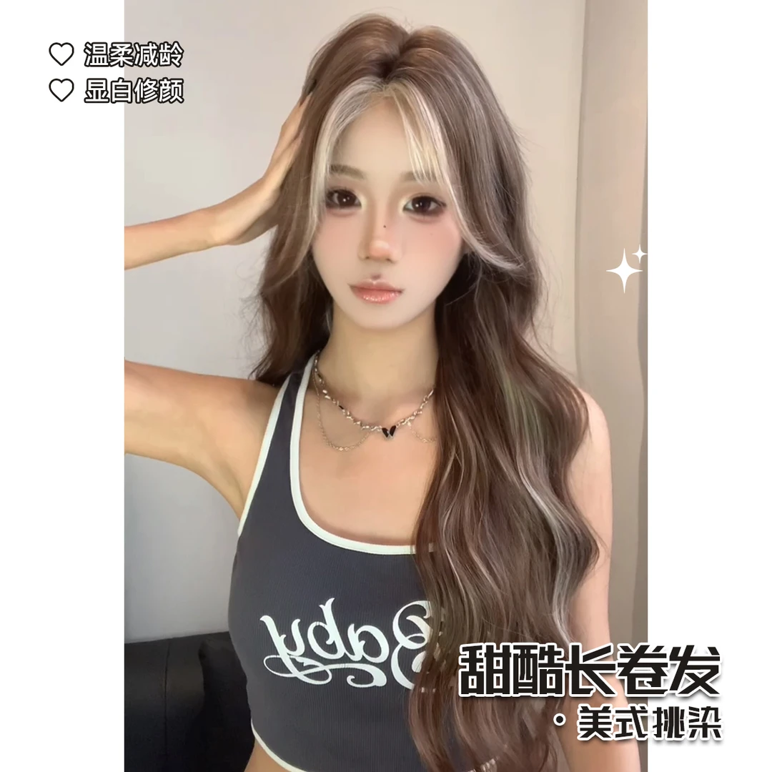 【亚裔美高】夏季新款假发女欧美气质时尚减龄中分大波浪整顶假发