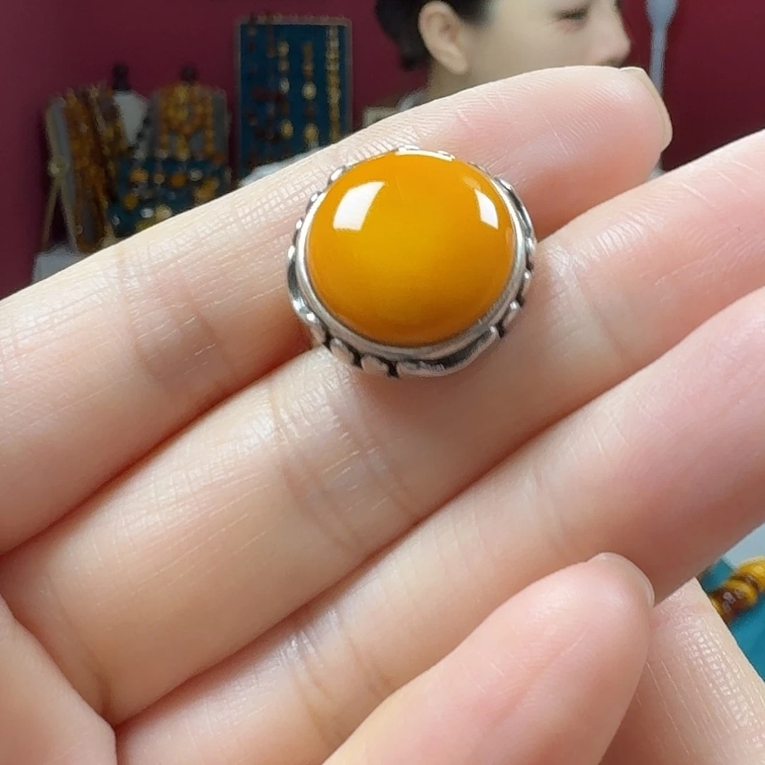 手链蜜蜡银S925镶嵌戒指