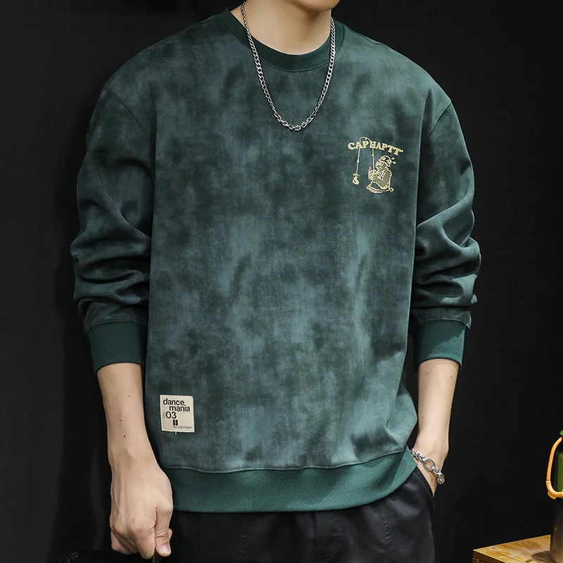 殿若潮牌印花卫衣男春秋款圆领男款衣服秋季新款男士长袖大码男装