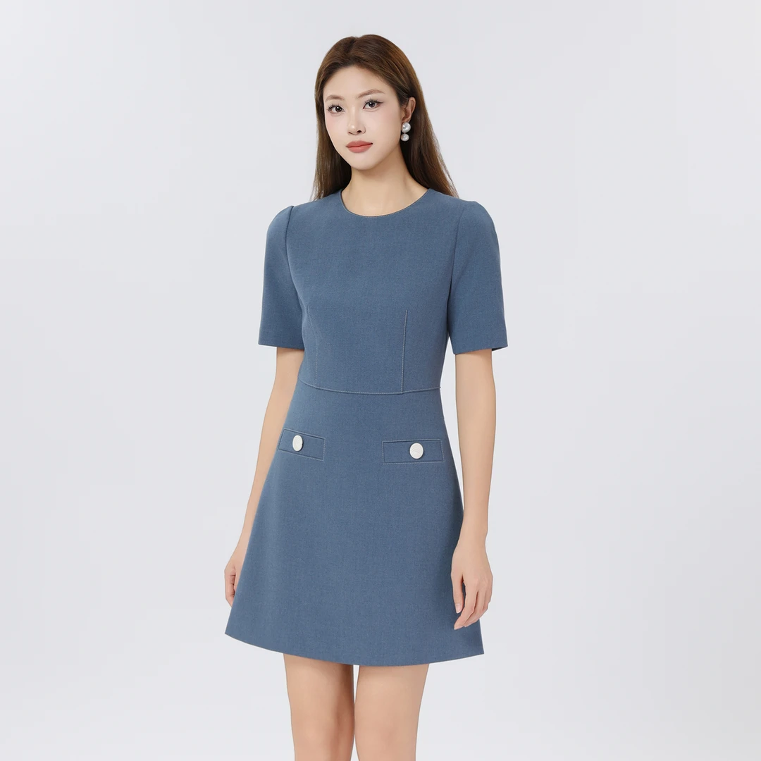 AMASS/阿玛施 春夏新款A字裙收腰显瘦时尚百搭气质连衣裙550024