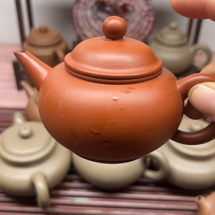 紫砂茶壶派*星袱东小红泥水平，嘴子封釉