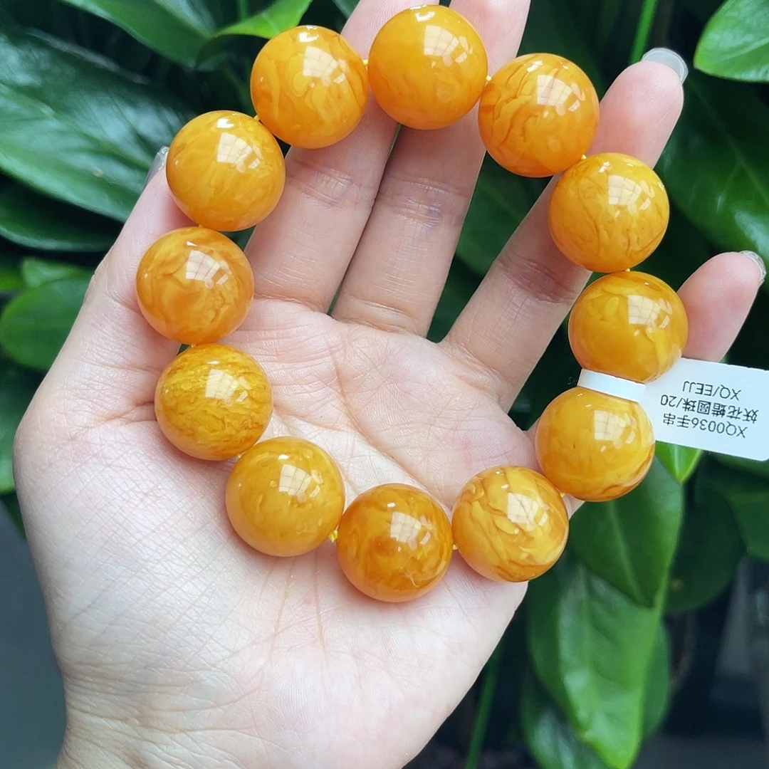 琥珀未镶嵌手链20m鸡油红妖花