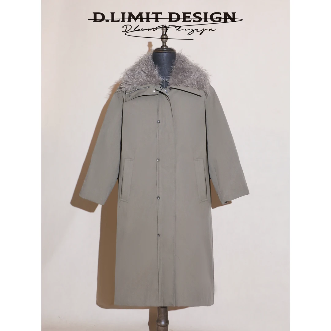 【D.L】简约廓形可大翻领可立领毛绒长款派克羽绒服DLDTU5707