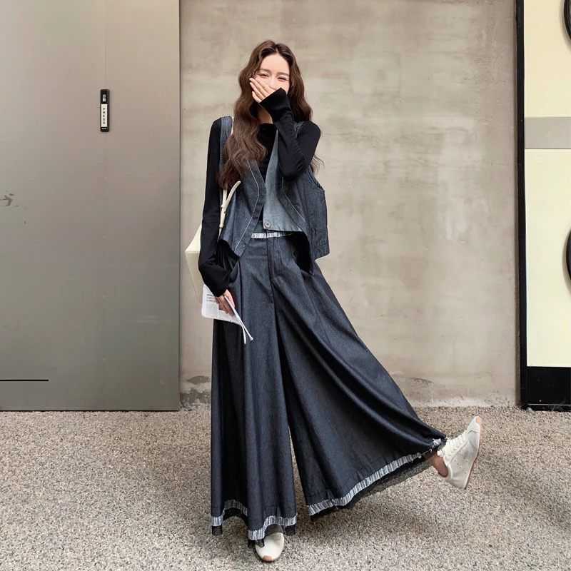 两面穿马甲设计感小众套装女2025早秋新款洋气时尚阔腿裤两件套潮